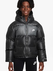 Nike Black/Grey ThermaFIT Water Repellent Padded Hooded Coat - Image 1 of 6
