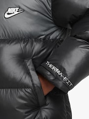 Nike Black/Grey ThermaFIT Water Repellent Padded Hooded Coat - Image 3 of 6