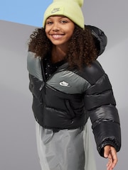 Nike Black/Grey ThermaFIT Water Repellent Padded Hooded Coat - Image 4 of 6