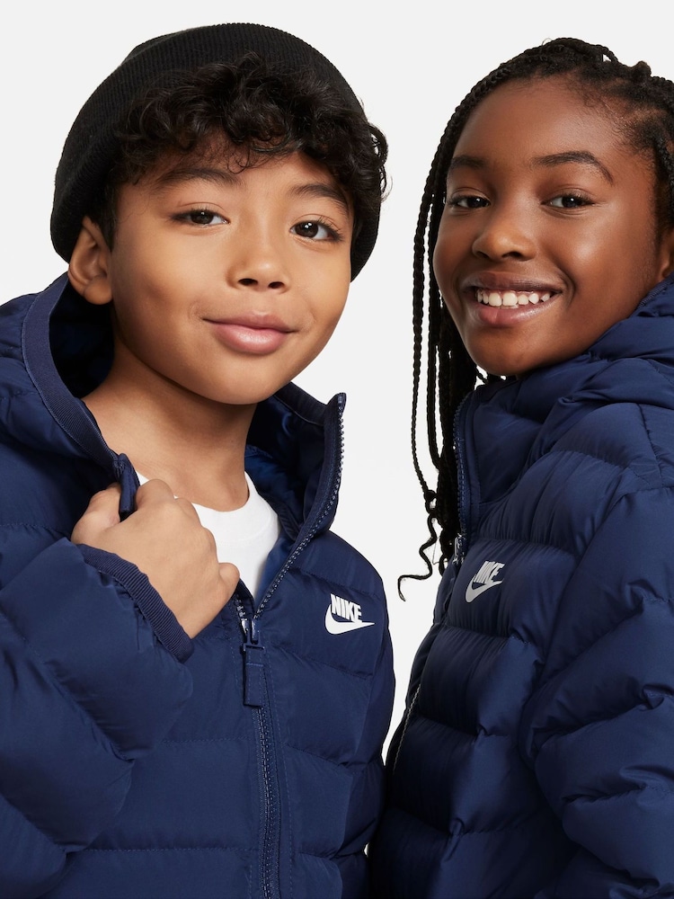 Nike Blue Synthetic Fill Hooded Jacket - Image 8 of 9