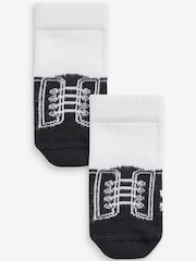 White Football Baby Socks 2 Pack (0mths-2yrs) - Image 2 of 3