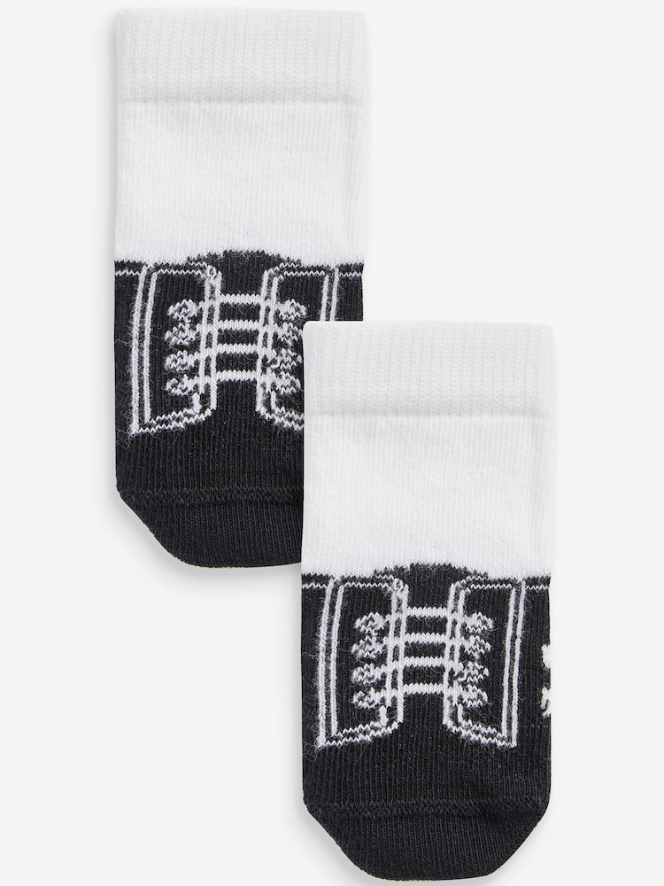 White Football Baby Socks 2 Pack (0mths-2yrs) - Image 2 of 3