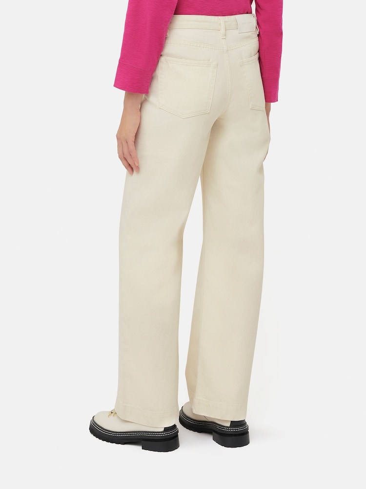 Jigsaw Cream Balfour Long Wide Leg Jeans - Image 2 of 4