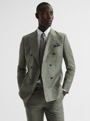 Reiss Sage Riva Slim Fit Double Breasted Wool-Linen Blazer - Image 1 of 9