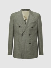 Reiss Sage Riva Slim Fit Double Breasted Wool-Linen Blazer - Image 2 of 9