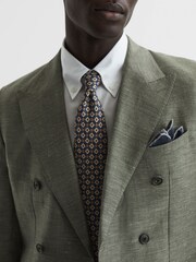 Reiss Sage Riva Slim Fit Double Breasted Wool-Linen Blazer - Image 7 of 9