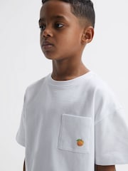 Reiss White Seville Junior Motif Cotton T-Shirt - Image 5 of 7
