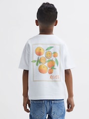Reiss White Seville Junior Motif Cotton T-Shirt - Image 7 of 7
