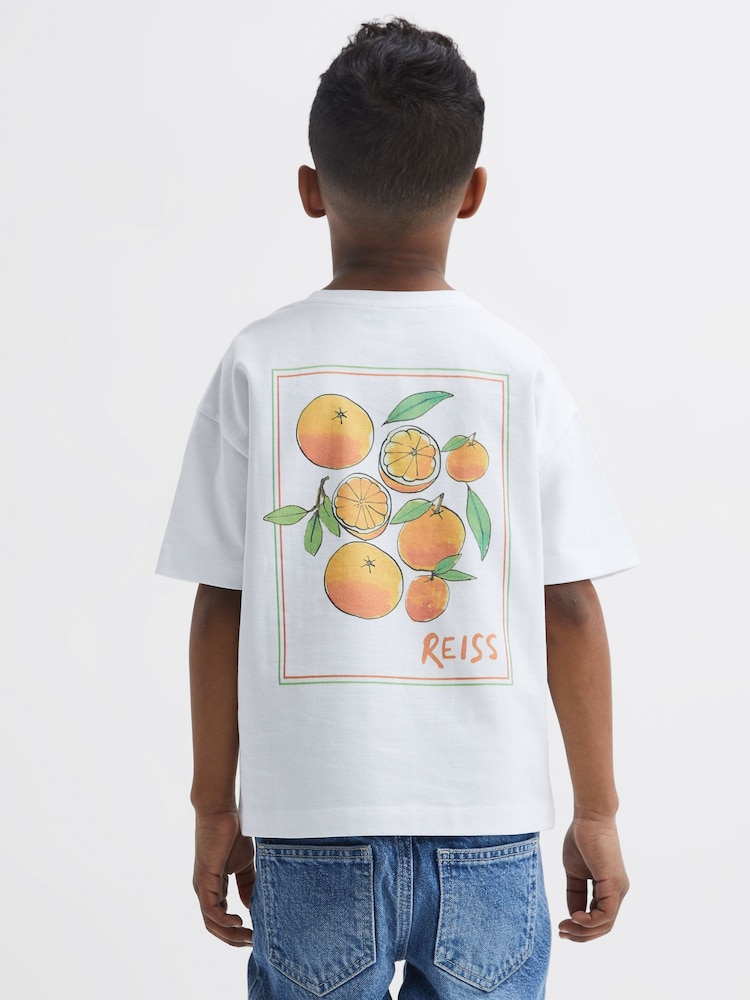 Reiss White Seville Junior Motif Cotton T-Shirt - Image 7 of 7
