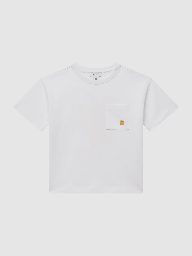 Reiss White Seville Junior Motif Cotton T-Shirt - Image 7 of 7 Reiss White Seville Junior Motif Cotton T-Shirt - Image 7 of 7