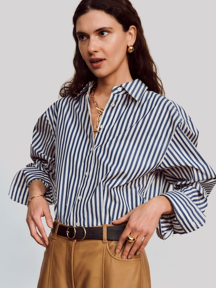 Jigsaw Cotton Poplin Stripe Shirt - Image 1 of 3