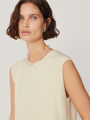 Jigsaw Light Cream Cotton Blend Crew Neck Tank - Image 2 of 6