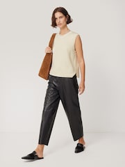Jigsaw Light Cream Cotton Blend Crew Neck Tank - Image 3 of 6