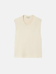 Jigsaw Light Cream Cotton Blend Crew Neck Tank - Image 6 of 6