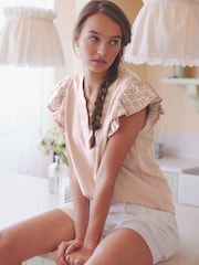 Pink Broderie Frill T-Shirt - Image 1 of 6