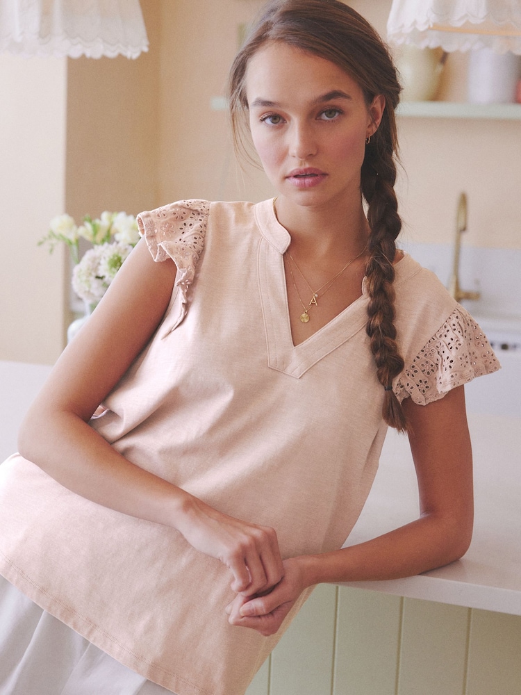 Pink Broderie Frill T-Shirt - Image 2 of 6
