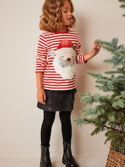 Red/White Santa Sequin Christmas Long Sleeve T-Shirt (3-16yrs) - Image 2 of 7