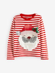 Red/White Santa Sequin Christmas Long Sleeve T-Shirt (3-16yrs) - Image 5 of 7