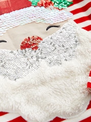 Red/White Santa Sequin Christmas Long Sleeve T-Shirt (3-16yrs) - Image 7 of 7