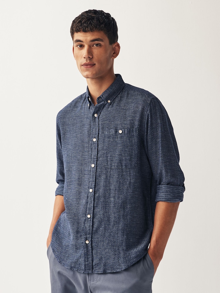 Blue Textured Long Sleeve Shirt - Image 1 of 1