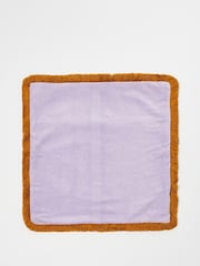 Oliver Bonas Purple 100% Cotton Issey Velvet Fringed Cushion Cover - Image 2 of 4
