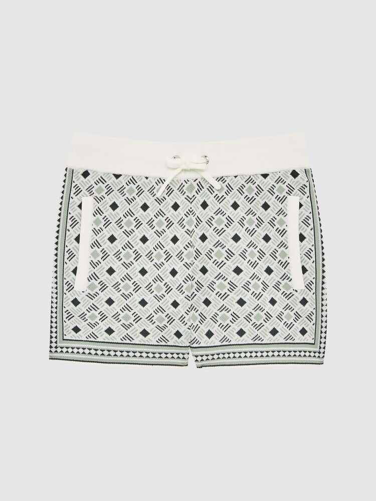 Reiss Sage Teaser Senior Abstract Printed Drawstring Shorts - Image 2 of 6