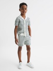 Reiss Sage Teaser Senior Abstract Printed Drawstring Shorts - Image 3 of 6