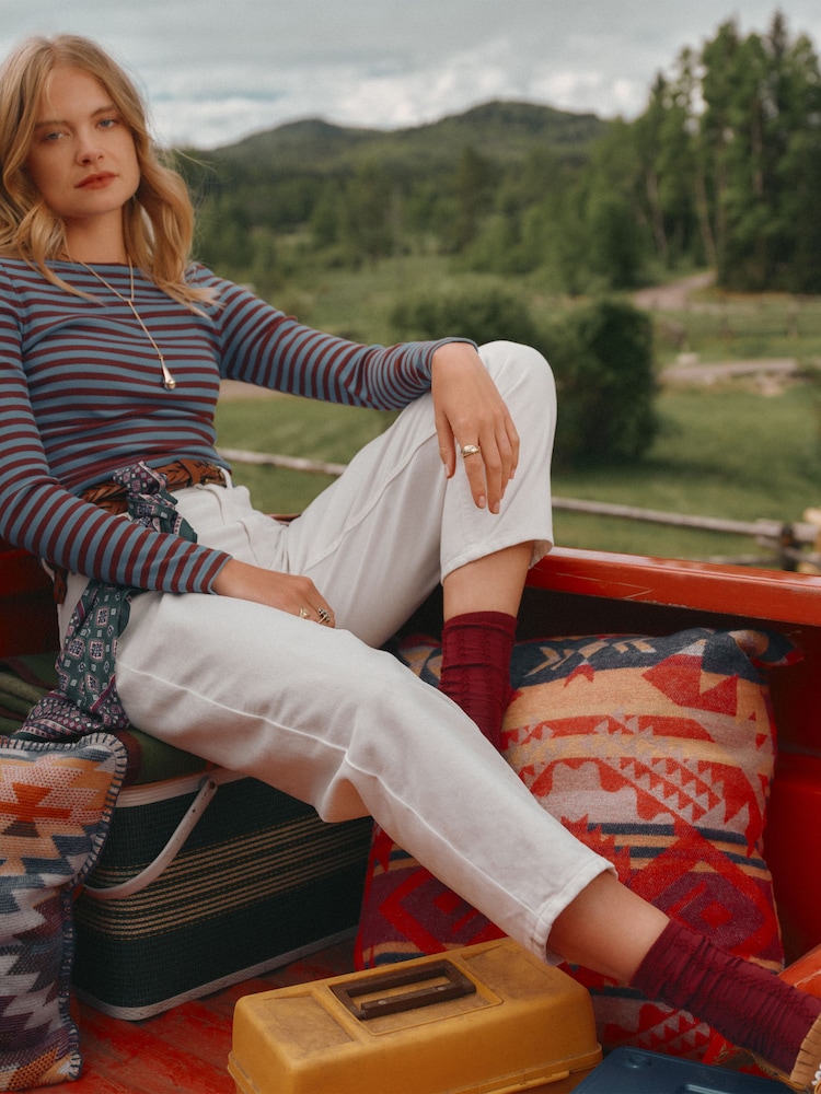 Ecru - Joules Relaxed Fit -korkeavyötäröiset farkut - Kuva 2 / 9
