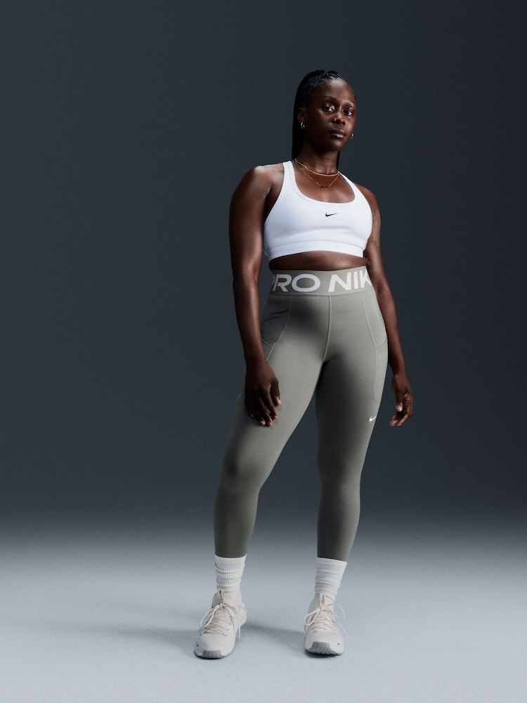 Nike White Swoosh Light-Support Sports Bra - Image 1 of 7