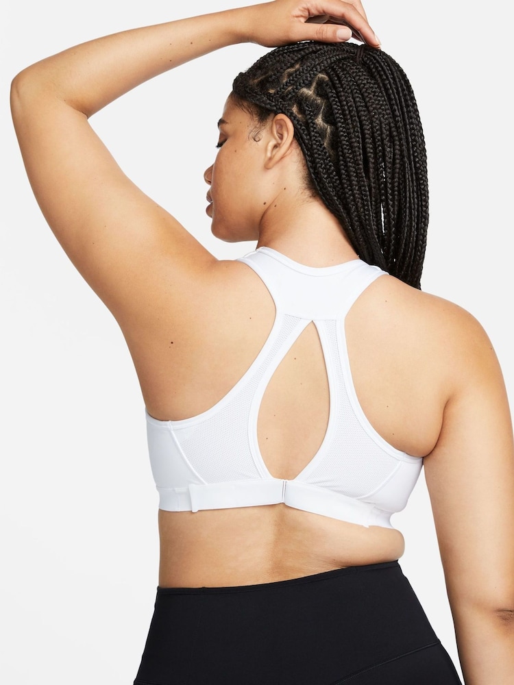 Nike White Swoosh High Support Non-Padded Adjustable Sports Bra - Image 2 of 9