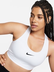 Nike White Swoosh High Support Non-Padded Adjustable Sports Bra - Image 3 of 9
