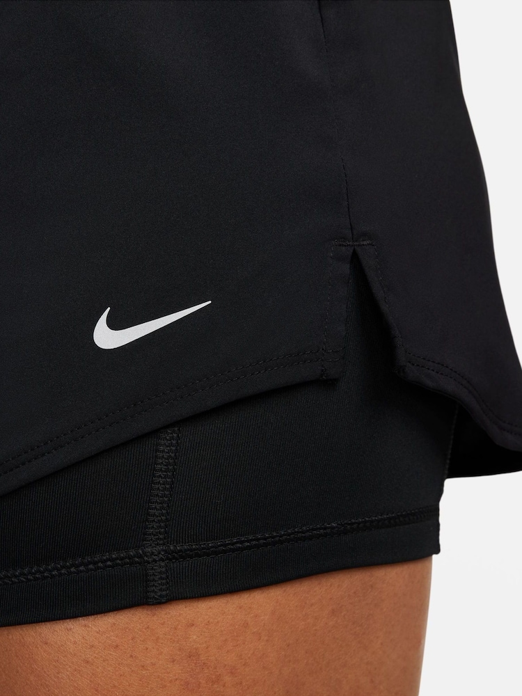 Nike Black Dri-FIT One Mid Rise 3" 2-in-1 Shorts - Image 4 of 8