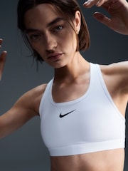 Nike White Swoosh Medium Support Padded Sports Bra - Image 3 of 5