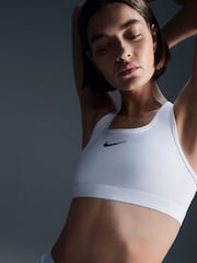 Nike White Swoosh Medium Support Padded Sports Bra - Image 5 of 5