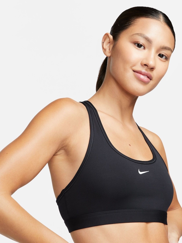 Nike Black Swoosh Light-Support Sports Bra - Image 1 of 7