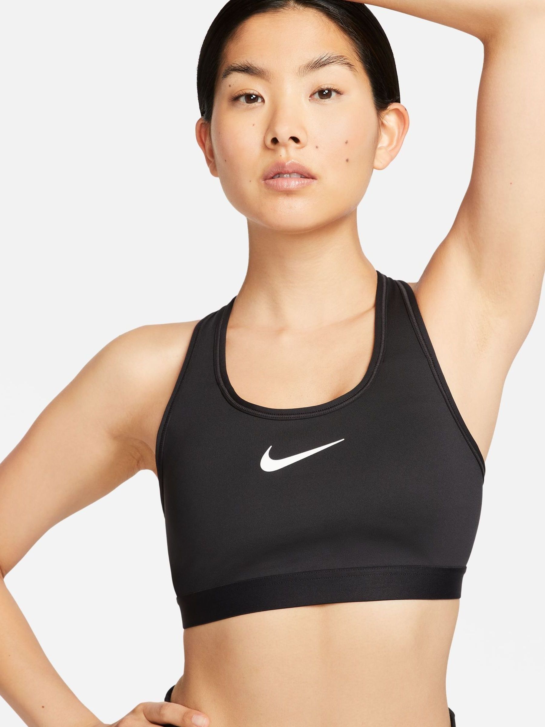 Buy Nike Black Swoosh High Support Non Padded Adjustable Sports Bra from Next Luxembourg