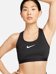 Nike Black Swoosh High Support Non-Padded Adjustable Sports Bra - Image 1 of 8
