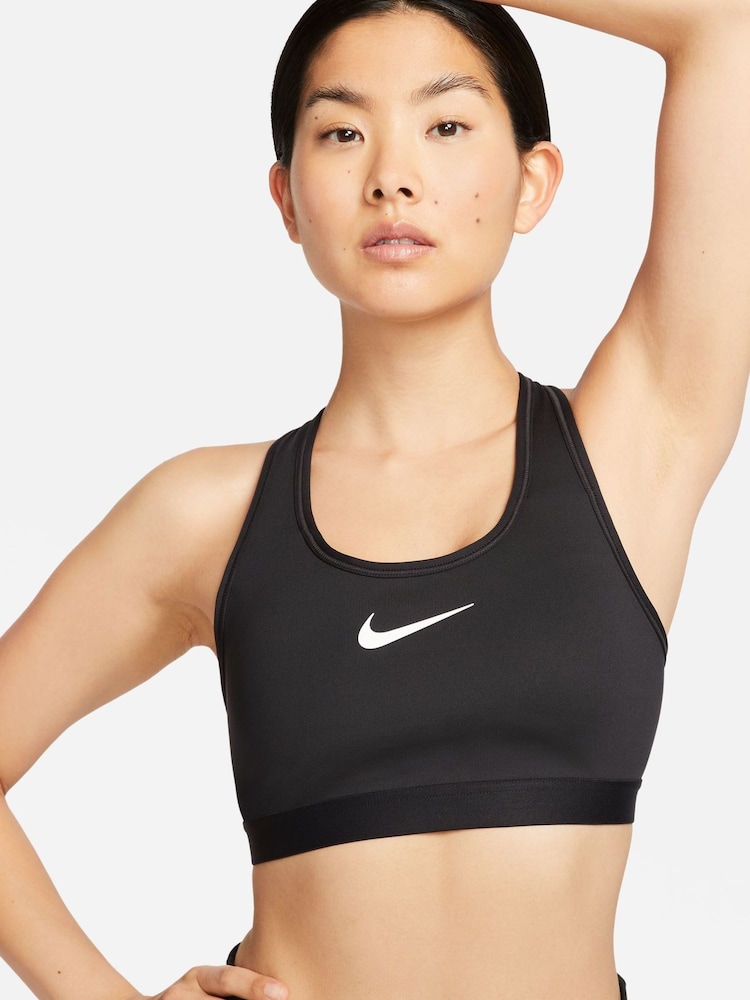 Nike Black Swoosh High Support Non-Padded Adjustable Sports Bra - Image 1 of 8