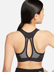 Nike Black Swoosh High Support Non-Padded Adjustable Sports Bra - Image 3 of 8