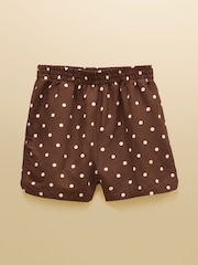Joules Chocolate Brown Spots Pull On Shorts With Linen - Image 8 of 8
