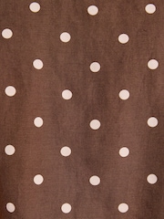 Joules Cove Brown Spot Round Neck Sleeveless Top with Linen - Image 7 of 9