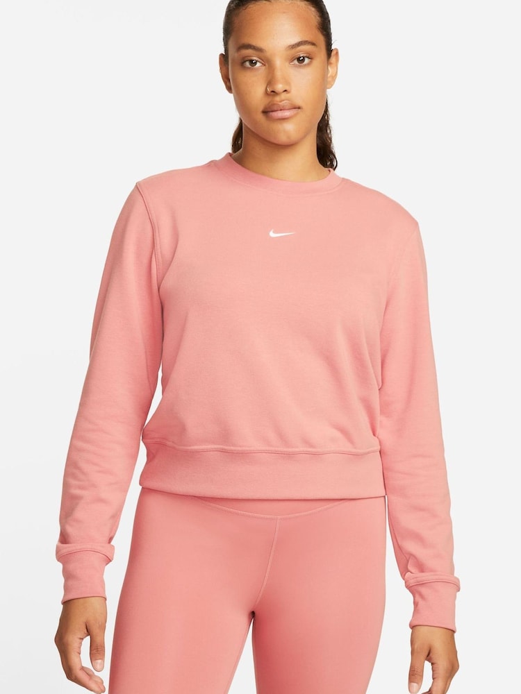 Nike Pink Dri-FIT One Long-Sleeved Crew-Neck Top - Image 1 of 4