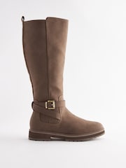 Brown Forever Comfort® Buckle Detail Knee High Boots - Image 4 of 9