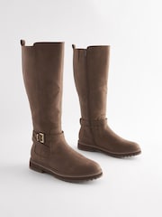 Brown Forever Comfort® Buckle Detail Knee High Boots - Image 5 of 9