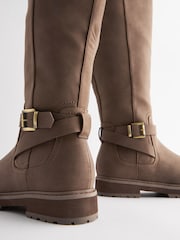 Brown Forever Comfort® Buckle Detail Knee High Boots - Image 6 of 9