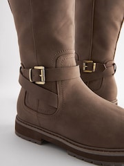 Brown Forever Comfort® Buckle Detail Knee High Boots - Image 8 of 9