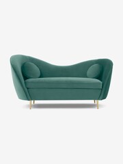 MADE.COM Modern Velvet Kingfisher Blue Kooper 2 Seater Sofa - Image 1 of 5