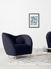 MADE.COM Modern Velvet Midnight Blue Kooper Accent Chair - Image 1 of 4
