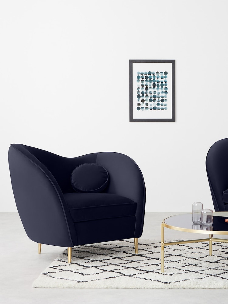 MADE.COM Modern Velvet Midnight Blue Kooper Accent Chair - Image 1 of 4