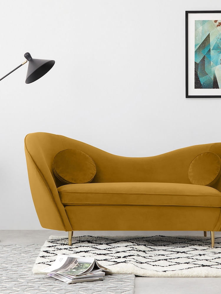MADE.COM Modern Velvet Saffron Kooper 2 Seater Sofa - Image 2 of 8